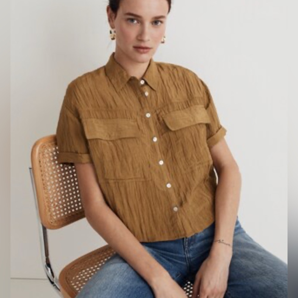 Madewell Crinkled Utility Button Up Shirt Size 1X